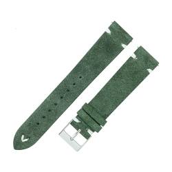 vazzic YingYou Uhrenarmbänder Aus Wildleder, Handgefertigt For Männer Und Frauen, 18 Mm, 20 Mm, Lederarmband, Wildleder, Braun, 7 Farben, Schnellverschluss, Uhrenarmband (Color : Green, Size : 20mm) von vazzic