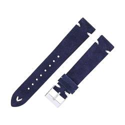 vazzic YingYou Uhrenarmbänder Aus Wildleder, Handgefertigt For Männer Und Frauen, 18 Mm, 20 Mm, Lederarmband, Wildleder, Braun, 7 Farben, Schnellverschluss, Uhrenarmband (Color : Indigo, Size : 18mm) von vazzic