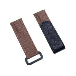 vazzic YingYou Verstellbares Armband Aus Nylongewebe Und Leder, 20 Mm Bis 21 Mm, Kompatibel Mit Rolex-Armband (Color : Brown, Size : 20mm) von vazzic