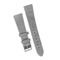 vazzic YingYou Vintage Wildleder Uhr 18mm 20mm 22mm Quick Release Uhrenarmband Aus Echtem Leder Armband Gürtel Zubehör (Color : Gray, Size : 18mm silver buckle) von vazzic