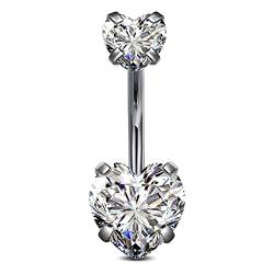 vcmart G23 Titan Bauchnabelpiercing 10mm Herz Bauchpiercing Ring Piercing Bauchnabel mit Zirkonia Kristall von vcmart