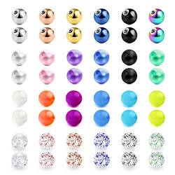 vcmart Piercing Kugeln Set 1,6mm Ersatzkugel Edelstahl Plastik Glitzer Schraubkugel für Zungenpiercing, Bauchnabelpiercing von vcmart