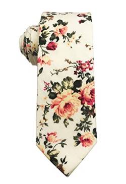 Veegood Herren-Krawatte mit Blumenmuster, Baumwolle, ideal für Hochzeiten, Bräutigam, Trauzeugen, Missionen, Tänze, Partys, beige, 6 cm von veegood