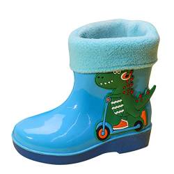 vejtmcc Kinder Baby Weiche Und Warme Schuhe Cartoon Dinosaurier Wasserdichte Regenstiefel Sichere Schuhe Babyschuhe 21 Junge (Sky Blue, 23.5 Toddler) von vejtmcc
