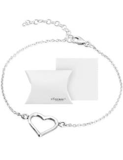 viTalisman Armband Herz für Damen Silber - Elegantes Damen Armband aus feinem 925er Sterling Silber - Leichtes Silber Armband für jeden Anlass - Armband mit Herz in praktischer Geschenkbox von viTalisman