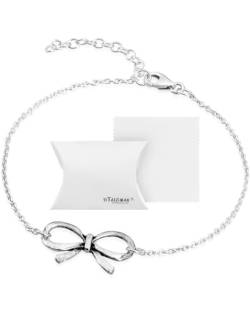 viTalisman Armband Schleife für Damen Silber - Elegantes Damen Armband aus feinem 925er Sterling Silber - Leichtes Silber Armband für jeden Anlass - Armband mit Herz in praktischer Geschenkbox von viTalisman