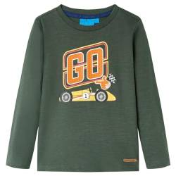 Kinder Langarmshirt Rennwagen Langarm T-Shirt Jungen Kindershirt Dunkelgrün 116 von vidaXL