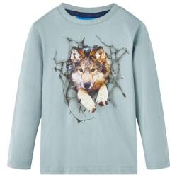 Kinder Langarmshirt Wolf Druck Langarm T-Shirt Jungen Kindershirt Hellblau 104 von vidaXL