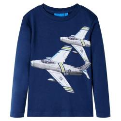Kinder-Langarmshirt mit Flugzeug Pullover Sweatshirt T-Shirt Marineblau 104 von vidaXL