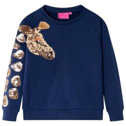 Kinder Sweatshirt Giraffe aus Pailletten Langarmshirt Pullover Marineblau 104 von vidaXL