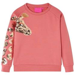 Kinder Sweatshirt mit Giraffe aus Pailletten Langarmshirt Pullover Altrosa 128 von vidaXL