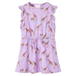 Kinderkleid Rüschenärmel Taillenband Giraffen Kinder Kleid Mädchen Lila 128 von vidaXL