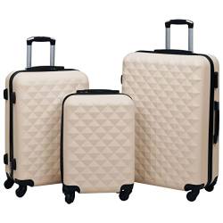 vidaXL Hartschale Trolley Set 3-TLG. 4 360-Grad-Rollen Hartschalenkoffer Reisekoffer Koffer Kofferset Handgepäck Bordgepäck Reise Golden ABS von vidaXL