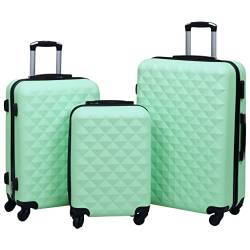 vidaXL Hartschale Trolley Set 3-TLG. 4 360-Grad-Rollen Hartschalenkoffer Reisekoffer Koffer Kofferset Handgepäck Bordgepäck Reise Minzgrün ABS von vidaXL