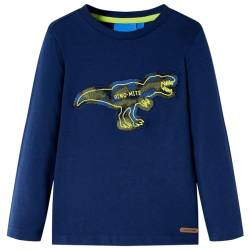 vidaXL Kinder-Langarmshirt mit Dinosaurier Pullover Sweatshirt T-Shirt Marineblau 140 von vidaXL