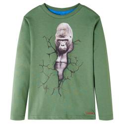Kinder-Langarmshirt mit Gorilla Pullover Sweatshirt T-Shirt Helles Khaki 128 von vidaXL