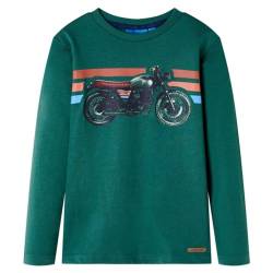 vidaXL Kinder Langarmshirt mit Motorrad-Aufdruck Pullover Sweatshirt T-Shirt Grün 116 von vidaXL