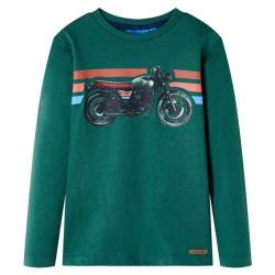 vidaXL Kinder Langarmshirt mit Motorrad-Aufdruck Pullover Sweatshirt T-Shirt Grün 140 von vidaXL