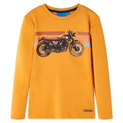 vidaXL Kinder Langarmshirt mit Motorrad-Aufdruck Pullover Sweatshirt T-Shirt Ocker 116 von vidaXL