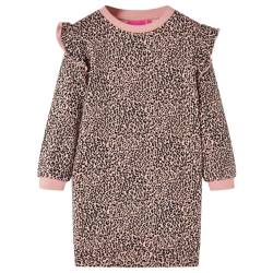 vidaXL Kinder-Pulloverkleid Leopardenmuster Pullover Sweatshirt Kleid Mittelrosa 116 von vidaXL