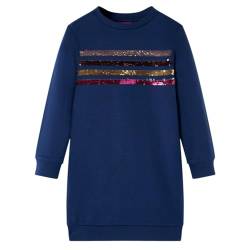 vidaXL Kinder-Pulloverkleid mit Streifen aus Pailletten Sweatshirt Kleid Marineblau 92 von vidaXL