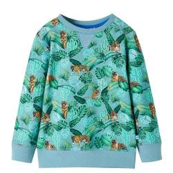 vidaXL Kinder-Sweatshirt Blumen Tiger Langarmshirt Pullover Pulli Hellgrün Melange 104 von vidaXL