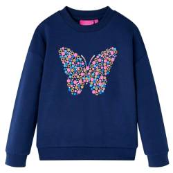 vidaXL Kinder Sweatshirt Schmetterling-Aufdruck Langarmshirt Pullover Marineblau 140 von vidaXL