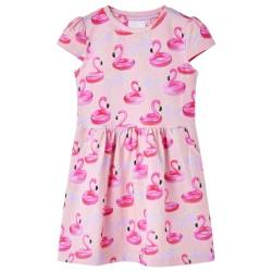 vidaXL Kinderkleid mit Flamingo-Schwimmringen Kinder Kleid Mädchen Kleider Hellrosa 128 von vidaXL
