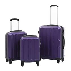 vidaXL Kofferset 3-TLG. Hartschalenkoffer Handgepäck Koffer Reisekoffer Rollkoffer Hartschale Trolley Set Business Reise Lila ABS 4 Rollen S M L von vidaXL