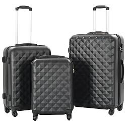 vidaXL Kofferset 3-TLG. Hartschalenkoffer Handgepäck Koffer Rollkoffer Reisekoffer Hartschale Trolley Set Business Reise Schwarz ABS 4 Rollen S M L von vidaXL