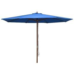 vidaXL Sonnenschirm mit Holzmast 350 cm Blau von vidaXL