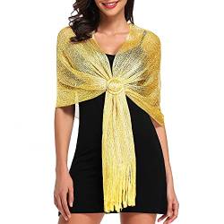 vimate Gold Schals und Tücher für Abendkleider, Sparkling Metallic Schals und Tücher für Abend Party Kleider(DE-Gold) von vimate