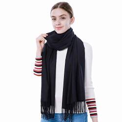 vimate Kaschmir Pashmina Schals für Damen, Soft Women Pashmina Tücher und Wickel für alle Jahreszeiten (DE-Black) von vimate