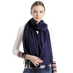 vimate Marineblaue Pashmina Schals, dunkelblaue Frauen Pashminas Tücher und Wickel für Kleider (DE-Navy Blue) von vimate