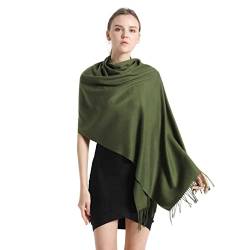 vimate Pashmina Reiseschal Wrap, Soft Plain Color Dark Green Kaschmir Pashmina Schal Wrap für Frauen/Damen (DE-Dark Green) von vimate