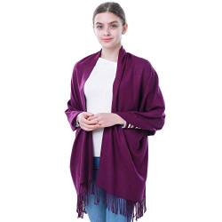 vimate Pashminas für Frauen, Womens Purple violet Pashmina Cashmere Schals und Wraps für den Winter (DE-Purple) von vimate