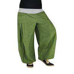 virblatt - Haremshose Damen | 100% Baumwolle |Yogahose Damen Pumphose Pluderhose Aladinhose Hippie Kleidung Indie - Yogazeit M-XL grün von virblatt