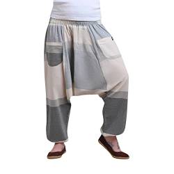 virblatt - Haremshose Herren | 100% Baumwolle | Aladinhose Herren Goa Hose Herren Hippie Hose Yoga Hosen Herren Sommerhose - Schwerelos L-XL beige von virblatt