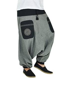 virblatt - Haremshose Herren | 100% Baumwolle | Aladinhose Herren Pumphose XXL Goa Hose Yoga Hose Männer Boho Pants -Stampfgewand XXL grau von virblatt