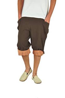 virblatt - Haremshose Herren kurz | Baumwolle | Aladinhose Herren Kurze Hose Herren 3/4 Sommerhose Herren Bermuda Shorts Hippie - Großzügig braun L-XL von virblatt