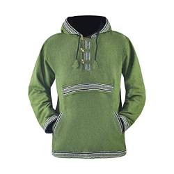 virblatt - Herren Hoodie | 100% Baumwolle | Baja Hoodie Vintage Pullover Hippie Jacke Vintage - Sphärenhaft XL grün von virblatt