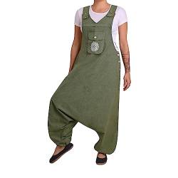 virblatt - Latzhose Herren | Baumwolle | Overall Herren Jumpsuit Herren Sommer Hosenanzug | unisex | Hosenanzug Goa Hippie - Sprunghaft L-XL grün von virblatt