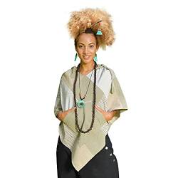 virblatt - Poncho Damen | 100% Baumwolle | Strick Ponchos & Capes Damen | Poncho Mädchen Poncho Damen Sommer Chai Dee L-XL grün von virblatt