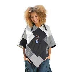 virblatt - Poncho Damen | 100% Baumwolle | Strick Ponchos & Capes Damen | Poncho Mädchen Poncho Damen Sommer Chai Dee S-M schwarz von virblatt