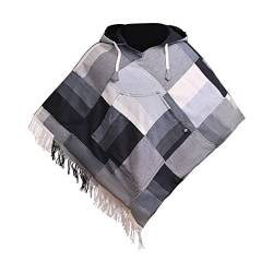 virblatt - Poncho Herren | Baumwolle| Herren Poncho Sommer | Wendefunktion | Stoff Poncho Kapuze Herbst Poncho Rollstuhl - Wanderlust L-XL patchwork von virblatt