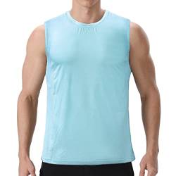 visionreast Tank Top Herren Ärmelloses Sport Tshirts Herren Funktionsshirt Atmungsaktive Muskelshirts Gym Tanktop Schnelltrocknendes Ärmelloses Fitness Shirt für Training,Laufen EIS-Schnee Blau XL von visionreast