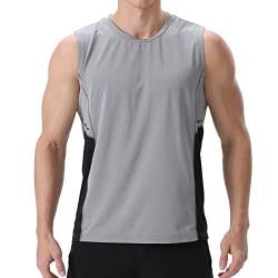 visionreast Tank Top Herren Ärmelloses Sport Tshirts Herren Funktionsshirt Atmungsaktive Muskelshirts Gym Tanktop Schnelltrocknendes Ärmelloses Fitness Shirt für Training,Laufen Grau 3XL von visionreast