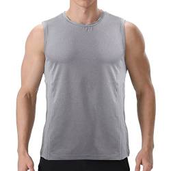 visionreast Tank Top Herren Ärmelloses Sport Tshirts Herren Funktionsshirt Atmungsaktive Muskelshirts Gym Tanktop Schnelltrocknendes Ärmelloses Fitness Shirt für Training,Laufen Mittelgrau 3XL von visionreast