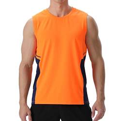 visionreast Tank Top Herren Ärmelloses Sport Tshirts Herren Funktionsshirt Atmungsaktive Muskelshirts Gym Tanktop Schnelltrocknendes Ärmelloses Fitness Shirt für Training,Laufen Orange XL von visionreast