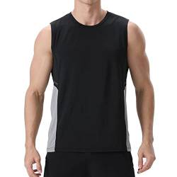 visionreast Tank Top Herren Ärmelloses Sport Tshirts Herren Funktionsshirt Atmungsaktive Muskelshirts Gym Tanktop Schnelltrocknendes Ärmelloses Fitness Shirt für Training,Laufen Schwarz L von visionreast